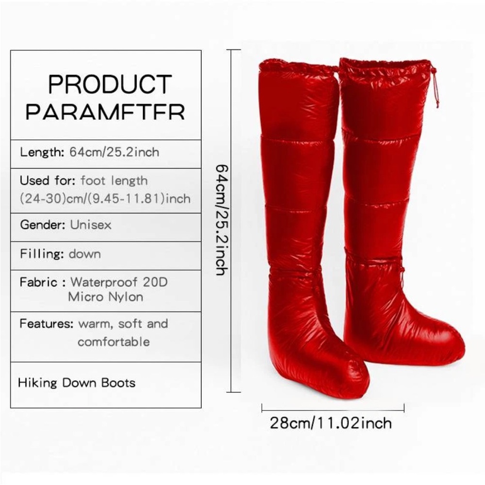 Down Fill Sleeping Booties Knee High Boots 2-Cinch Ultralight Backpacking OS - Picture 6 of 6